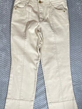 Democracy Womens Beige Ab Solution High Rise Center Seam Kick Flared Pants 8